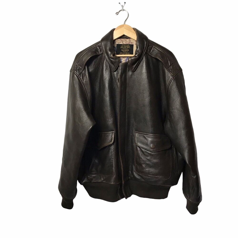 Schott‎ Type A-2 Leather WW2 Flight Jacket With Map Inlay, X Large, Dark Brown. - Picture 15 of 15